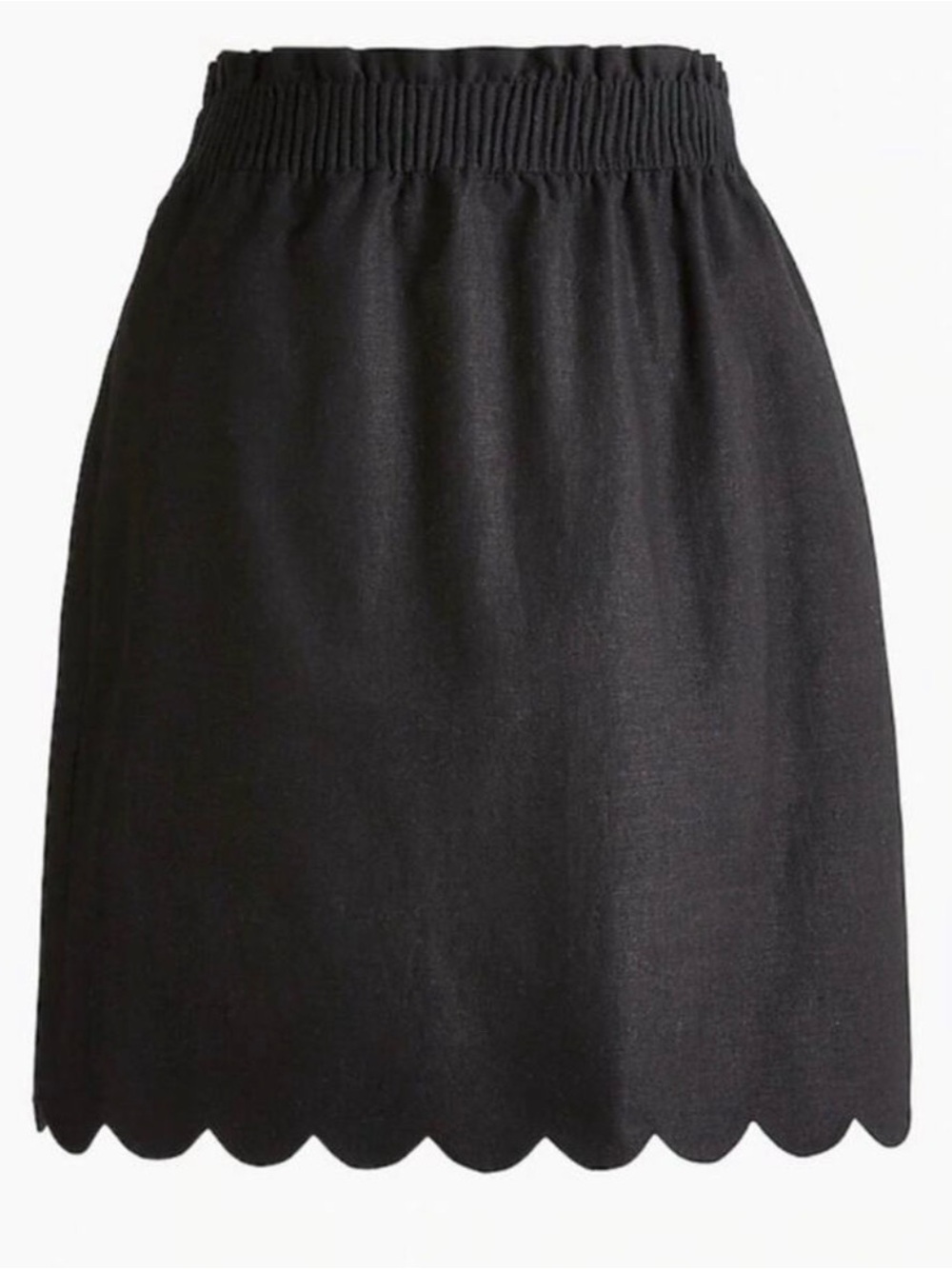 J. CREW Scallop Linen Cotton Mini Skirt Black Size 6